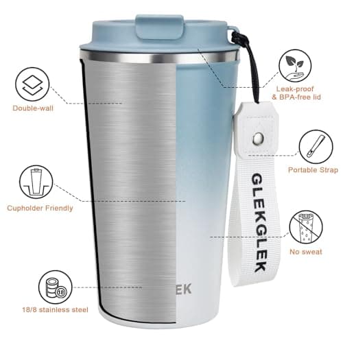 GLEKGLEK 500ml Insulated Travel Mug with Lid and Strap — view 6