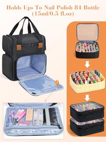 Yokilly Nail Polish Storage Organiser Bag Holds 84 Bottles Polish & Lamp — view 4
