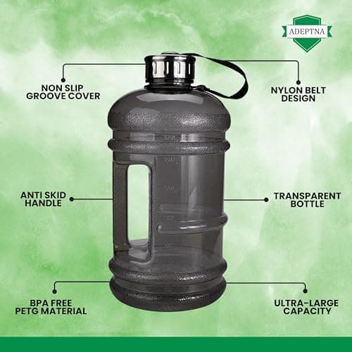 ADEPTNA New Jumbo 2.2 Litre Sports and Gym Water Bottle – Extremely Durable - BPA Free - Ideal for Gym Dieting Bodybuilding Outdoor Sports Hiking & Office — view 3