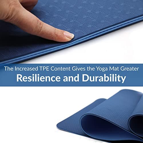 ComFyMat Yoga Mat – Non-Slip Gym Mat, Workout Mat for Pilates, Meditation, Women, Men, Fitness Exercise Mat, 183cmx61cmx6mm (Navy/Blue) — view 2