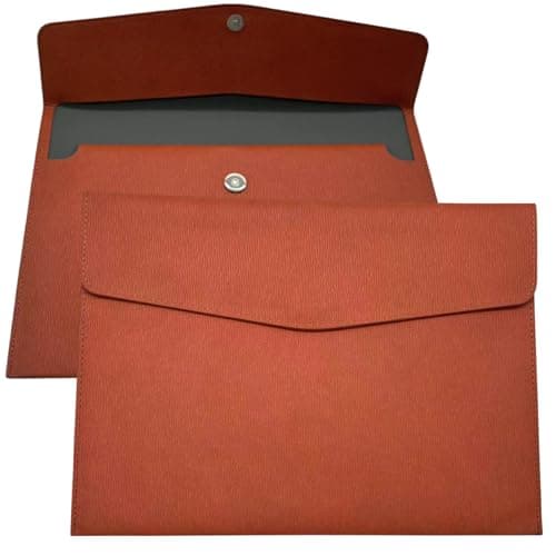 YMWALK A4 Document File Folder Wallet,PU Leather Portable and Waterproof Document Holder Organizer Envelope File Storage Bag for Business,Travel,Office, Home,and School Use (Brown)