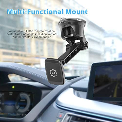 WixGear Dashboard Mount, Universal Magnetic Phone Holder for Car, Windshield Mount and Dashboard Mount Holder for Cell Phones and Tablets with Long Adjustable Arm – (New Rectangle Head) — view 2