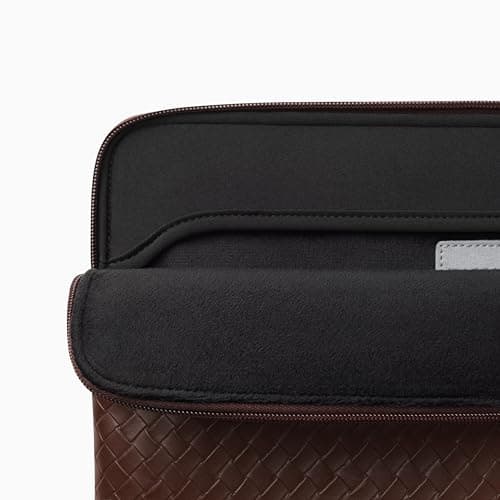 Comfyable Woven-Look Laptop Sleeve Compatible with 15" MacBook Air (Snug Fit) M5 & 14" MacBook Pro M5 Pro/Max 2026 (Loose Fit), Faux Leather Mac Travel Case for Men Women, Mocha Brown — view 4