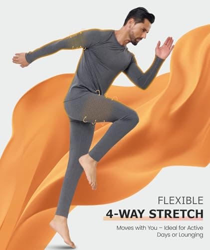 SIMIYA Men's Thermal Underwear Set Base Layer Long Sleeve Top Bottoms — view 4