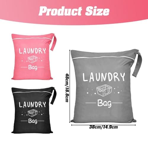 3 PCS Travel Laundry Bag, Laundry Bags for Travelling Dirty Clothes Organizer with Zipper Wet Dry Storage Organizer for Home Travel Gym Camping — view 2