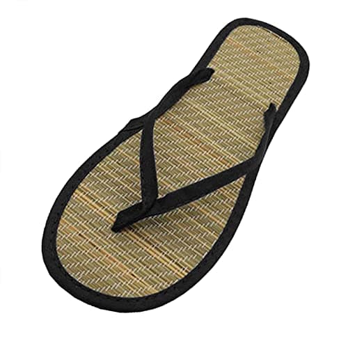 Flip Flops Bamboo Women's Slippers Toe Separator Summer Mules Flower Sandals Flat Comfortable Non-Slip Silent Bamboo Rattan Flop Slippers, Black, EU 41, black, 5 UK