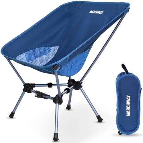 MARCHWAY Lightweight Folding Camping Chair with Spring Lock, Stable Compact Portable for Outdoor Camp, Travel, Beach, Picnic, Festival, Hiking, Backpacking (Dark Blue)