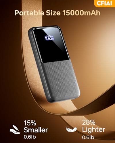 Power Bank Fast Charging, 15000mAh Portable Charger, Dark Gray — view 5