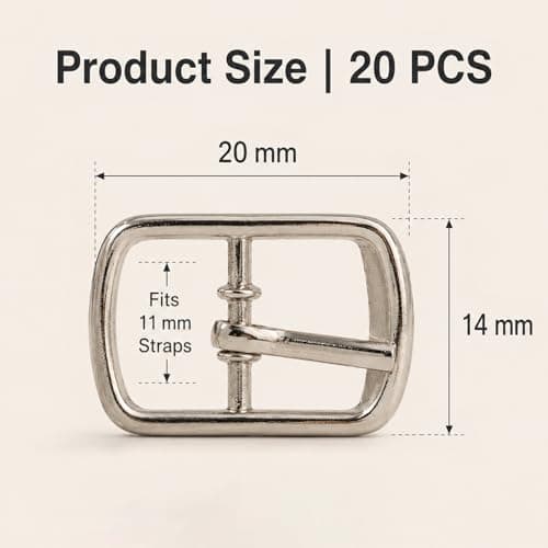 LKTFATD 20 Pcs Metal Classic Buckles, Roller Pin Design Adjustable Replacement Hardware, 20x14mm for DIY Crafts, Clothing, Shoes, Bags, Belts and Handmade Accessories — view 2