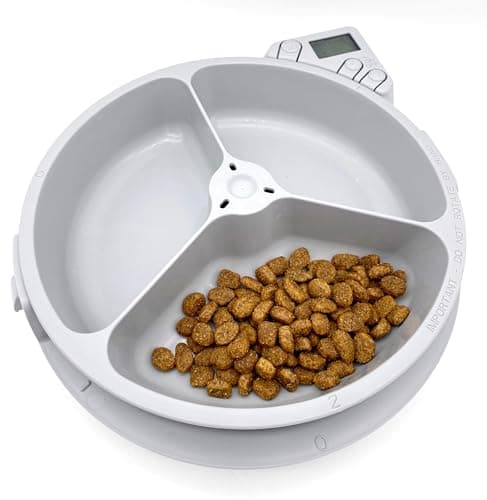 Cat Mate 3-Meal Automatic Pet Feeder, 170g per Bowl, Wet & Dry Food, White — view 4