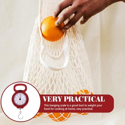 BESTonZON Manual Hanging Scale 10kg 22lbs Portable Handheld Mechanical Spring Balance for Fishing Kitchen Luggage Travel Small Pocket Weight Measurement Tool with Hook Red — view 4