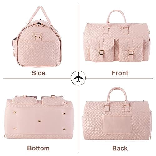 Convertible Leather Garment Bag for Women - 2 in 1 Hanging Suitcase With Shoe Pouch and Travel Duffle — view 5