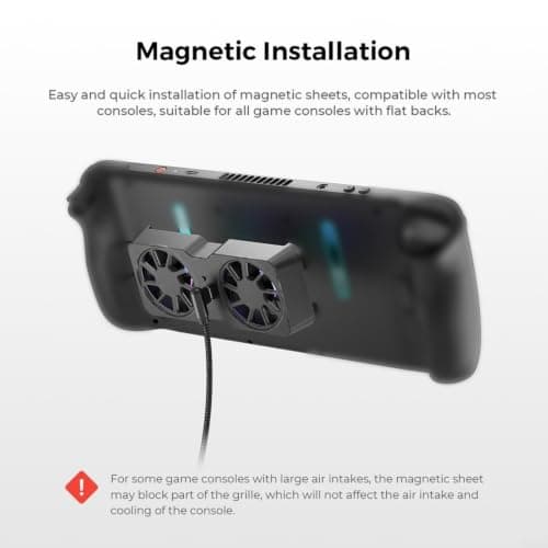 Gettimore Magnetic Back Clip Cooling Fan for Xbox X Steamdeck for legion Go, Portable 15x8x3.5cm Handheld Console Cooler Overheat Protection — view 3