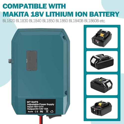 18V to 12V Step-Down Converter for Makita Battery, Power Wheels Battery Adapter, 5V-13V Buck Converter with Cigarette Lighter Socket, Car Appliance & Fridge Charger, DIY Power Station — view 2