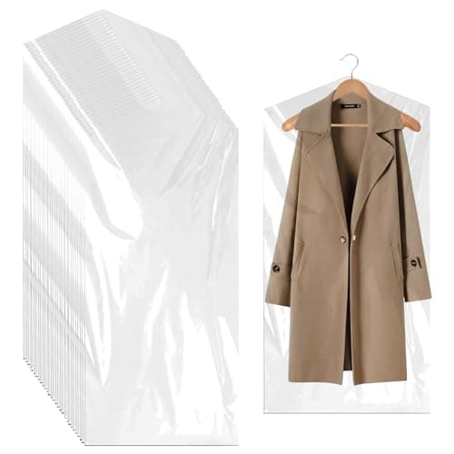 Plastic Garment Bags, 30 Pack Dry Cleaning Bags, Clear Clothes Covers, Dust Proof Garment Protector Covers, Garment Bags, Clear Plastic Clothes Covers for Clothes Shirt Jacket Suit(60 x 100cm)