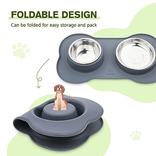 Pecute Dog Bowls Non-Slip, Stainless Steel Double Bowls Set For Cats & Dogs — view 4