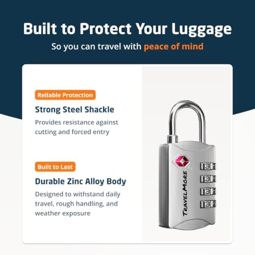TravelMore TSA Approved Luggage Locks, Travel Padlocks for Suitcases — view 5