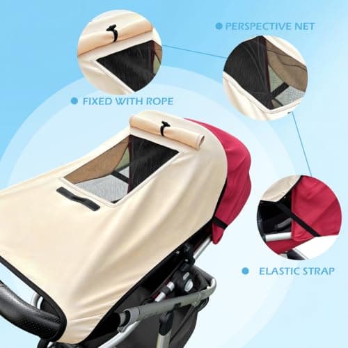 Bighan Pram and Stroller Sun Shade Cover Blocks 99% UV Baby Sleep Aid and Breathable Blackout Canopy for Pushchairs Buggies and Travel Strollers Khaki — view 3