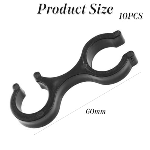 10 PCS Trekking Pole Clips Sturdy Hiking Pole Clips Walking Stick Holder Double Rod Buckle Connector Walking Stick Accessories for Outdoor Hiking Camping(Black) — view 2