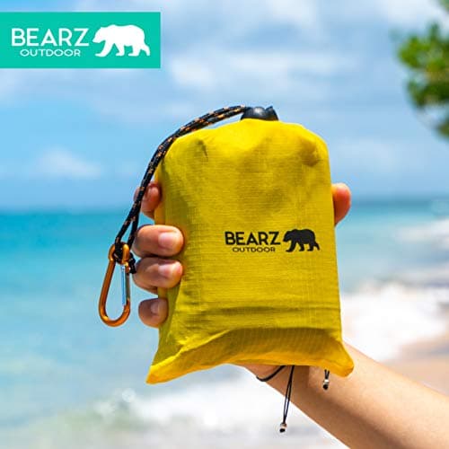 BEARZ Outdoor Travel Blanket - Pocket Sized Beach Mat, Waterproof Picnic Mat, Sandproof - Camping Gadgets & Festival Hiking Accessories (Yellow) — view 3