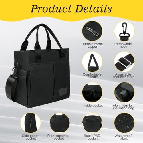 Aolso Baby Changing Bag, Multifunctional Nappy Changing Bags for Mom and Dad, Portable Messenger Tote Bag with Adjustable Straps,Maternity Diaper Bag Travel Tote Bag (Black) — view 3