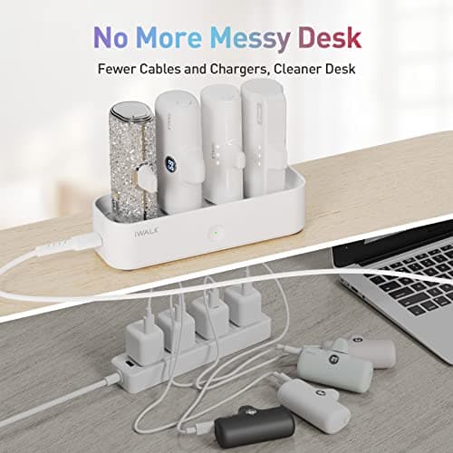 iWALK Portable Charger Station for 4500mAh, 4800mAh, 5000mAh Power Bank for iPhone Charging Station Multiple USB-C Family-sized Charger Station for Home(Station Only),White — view 5