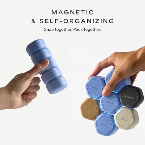 Cadence Travel Containers - Skincare Set - Magnetic Travel Capsules - for Facial Cleanser, Moisturizer, Sunscreen - 3 Small Capsules (0.56oz) with Cleanser, Moisturizer & Sun-Icon Labels - Petal — view 5