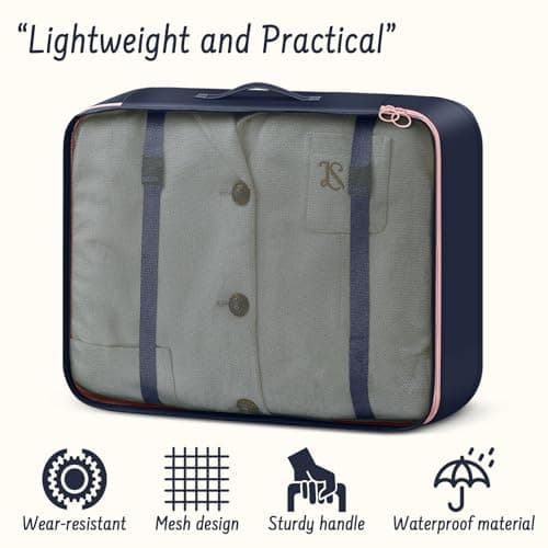 MOFELON 8PCS Packing Cubes for Suitcase, Travel Luggage Organisers for Backpack, Waterproof Suitcase Organiser Bags, Travel Essentials Accessories - Navy Blue Pink — view 3