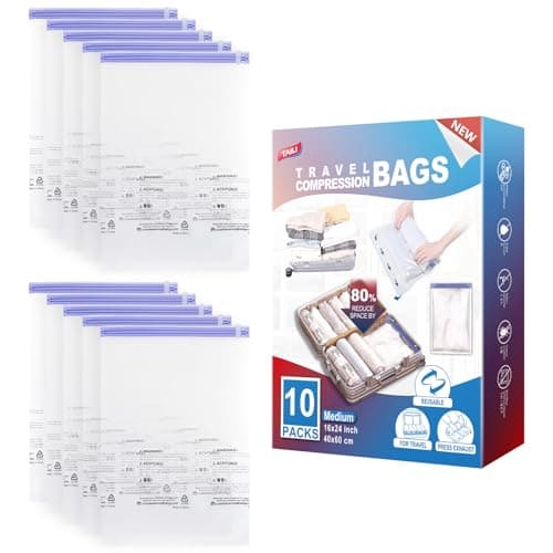 TAILI Small Vacuum Bags for Clothes, 10 Pack 60 X 40 CM, Space Saver