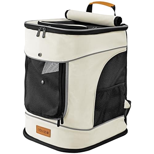 CADOCA® Cat Backpack Travel Bag Dog Carrier Cats Dogs Up to 12kg Beige