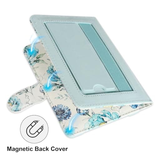 HoYiXi Universal Case For 6 inch eReader,Compatible with Kindle/Kobo Clara HD/Kobo Clara 2E/Paperwhite/PocketBook/Tolino eReader,with HandStrap/Kickstand, Cover Case for 6'' eReaders,Blue Rose — view 4