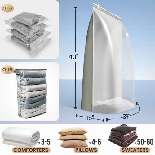 TAILI Extra Large Vacuum Storage Bags Cube, 12 Jumbo(80×100×38 CM), Cream — view 3