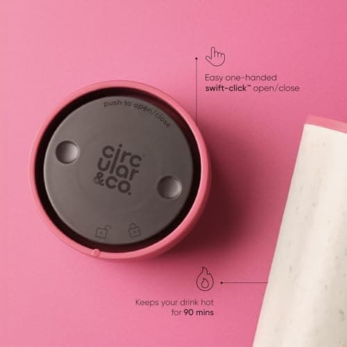 Circular & Co Insulated Reusable Coffee Cup - 12oz/340ml - 100% Leakproof & Lockable - Push Top, One Hand Open, 360 Drinking - Recyclable - BPA Free, Dishwasher Safe (Previous Generation) — view 4