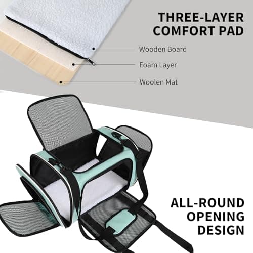 Yipincover Carriers Soft-Sided Large Pet Carrier for Cats Dogs Small Animals Up To 25Lbs,Top Load Carrier,Ventilated Design,Portable Cat Carrier Airline Approved(X-Large,Green) — view 2