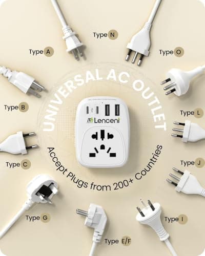 LENCENT World To UK Plug Adapter with 2 USB-C & 2 USB-A Ports, 13A Fuse — view 3