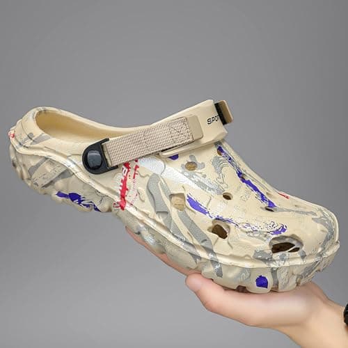 Men's Summer Camouflage Garden Clogs: Anti-Slip EVA Slip-on Sandals - Breathable Comfortable Mules Shoes - Outdoor Indoor Casual Slippers for Younger Khaki 47 — view 2