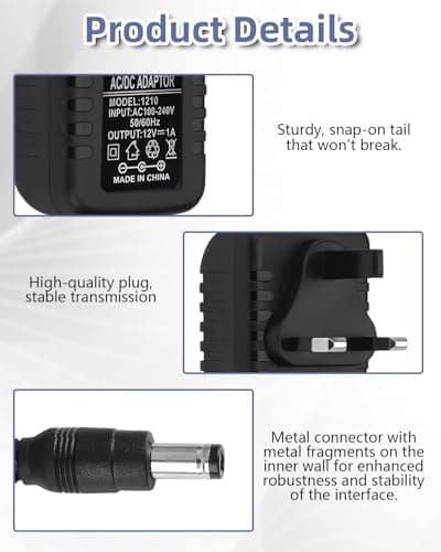 12V 1A Power Supply Adapter UK AC/DC Adapter 100-240V 50/60Hz to DC 12W — view 3
