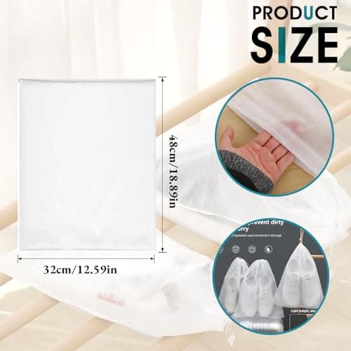 10Pcs Travel Shoe Bags Non-Woven Fabric Disposable Drawstring Shoe Covers for Sneaker Cross Trainer Tote Handbags Purses Running Shoes — view 2