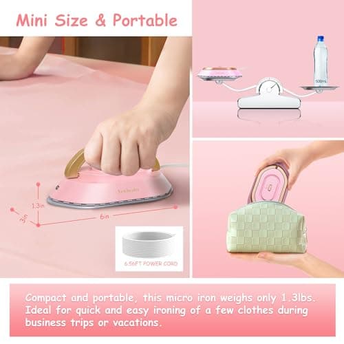 Newbealer Mini Travel Iron, Pink — view 4