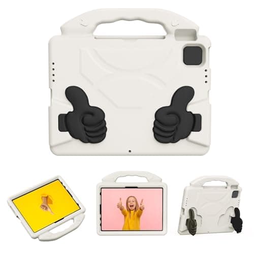 Cocoarm Protective Case, EVA Shockproof Protective Case for Pro 11 and Air 10.9, Rotating Handle Stand, Precise Cutouts, Lightweight Cover for Kids Students Travel (Cream White) — view 2