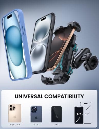 Lamicall Motorbike Phone Holder, [Anti-Theft] Motorcycle Phone Mount Blue — view 5