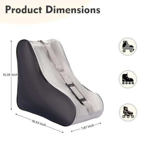 YEENAIV Skating Shoes Carry Bags Roller Skate Bag, Oxford Ice Skates Storage Bag for Kids & Adults, Unisex Adults Ice & Skate Bag Ii Fabric and Beach with Adjustable Shoulder Strap (Grey) — view 2