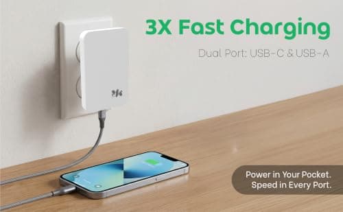 Aqan 30W Dual Port Fast Charger Plug, Ultra Slim USB C PD + USB A QC — view 2
