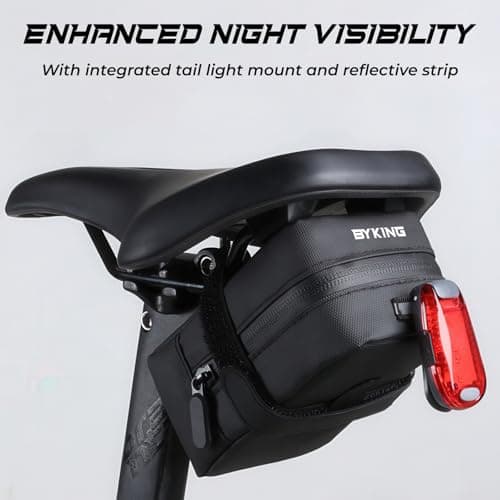 Byking Bike Saddle Bag Small, Compact Cycling Bag (Heavily Discounted Due to Logo Being Placed Upside Down). Underseat Bicycle Tool Bag for Wallet, Repair Kit and Storage, Bike Packing Essential — view 3