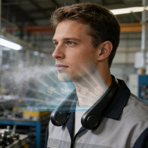Portable Neck Fan, Hands-free Leafless, 360-degree Cooling — view 4