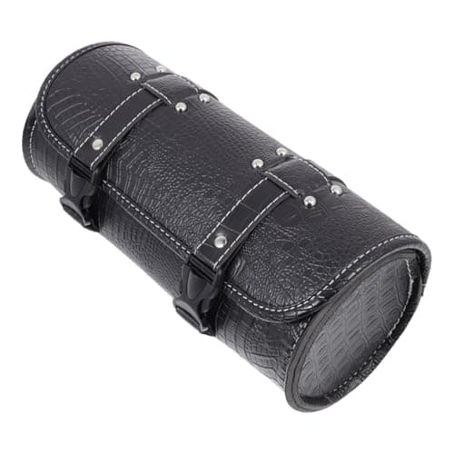Faux Leather Motorcycle Tail Bag for Cruiser, Large Capacity Black Storage