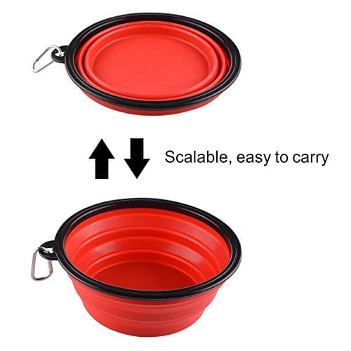 Extra Large Collapsible Dog Bowl, 3L XL Travel Dog Bowl, Foldable Travel Water Dish, 102oz X-Large Portable Collapsable Traveling Bowls with Carabiner for Dogs Walking, Hiking (Red) — view 3