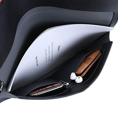 Wonderpool A4 Faux Leather Envelope Documents Multifunction Folders Stationery Bag -Portfolio File for Paper Letter Stationery Organizer and Tablet Case PC Sleeve (Black) — view 6