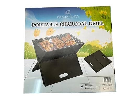 Rammento 45 x 42 cm Steel Folding Portable BBQ for Camping, Black/Chrome — view 3