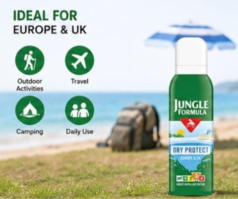 Jungle Formula Dry Protect Insect Repellent Spray Twin Pack 2 x 125ml | Up to 6 Hours Protection Against Mosquitoes & Midges | Non-Greasy Bug Spray with Light Fragrance | Travel & Outdoor Protection — view 6